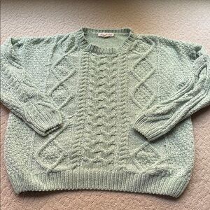 Vine & Love Mint Green Cable Knit Sweater